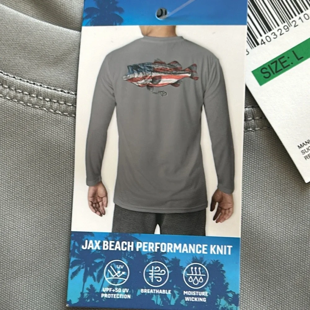 Reel Life Gray Long Sleeve Shirt Size Large. NWT. - Picture 2 of 9
